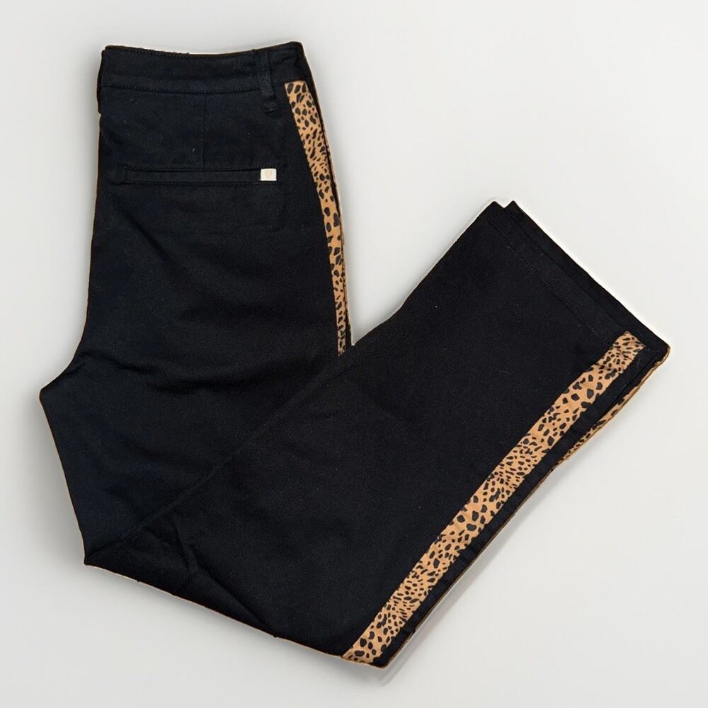 Brixton chino pants black, leopard-print side stripes 28x29